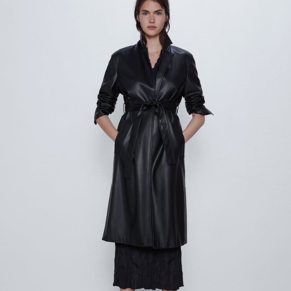 Zara faux leather trench coat
